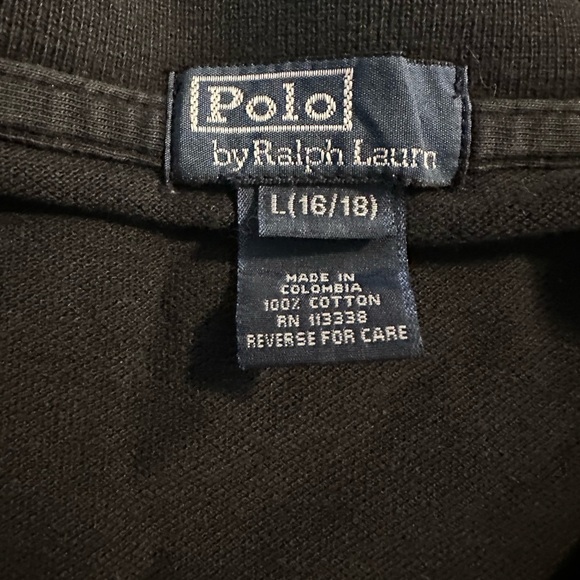 POLO RALPH LAUREN BOYS LONG SLEEVE Red PONY SHIRT Black Size Large (16/18) - Picture 6 of 8